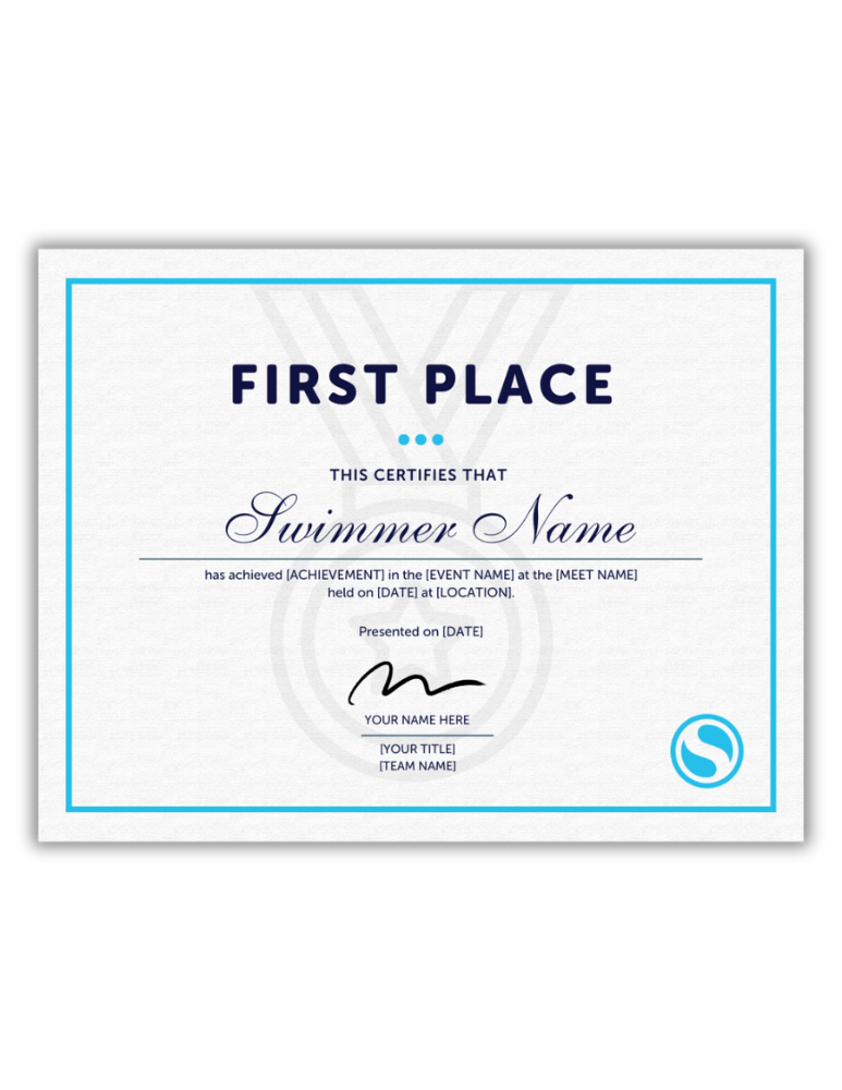 First Place Certificate